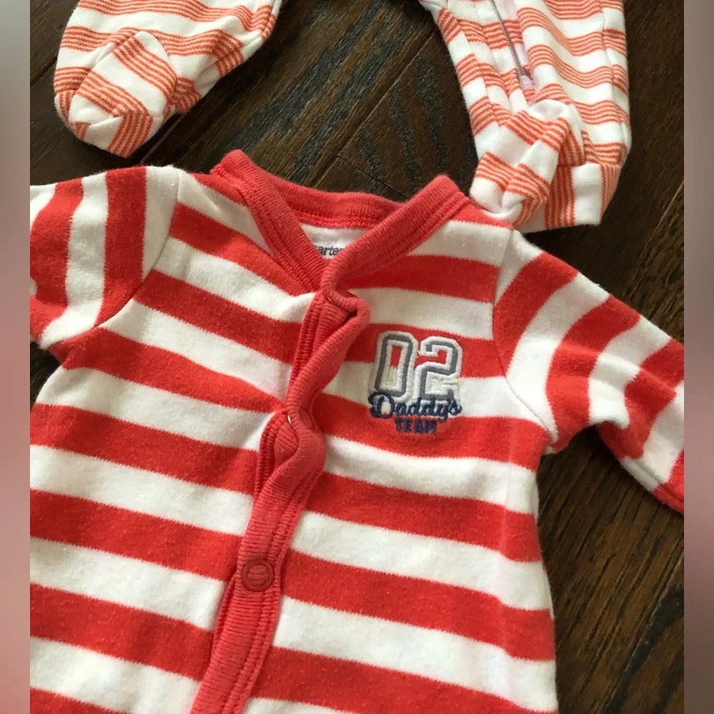 Bundle x4: Carter’s Boys NB Dinos/Lions/Sports/Tigers Footed Cotton One Pieces
